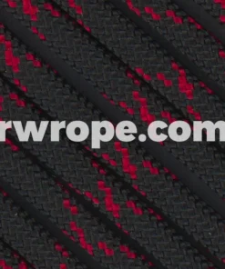 E. L. Wood Braiding Co. Paracord 550 - Black With Imperial Red X #247
