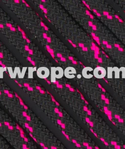 E. L. Wood Braiding Co. Paracord 550 - Black With Neon Pink X #248